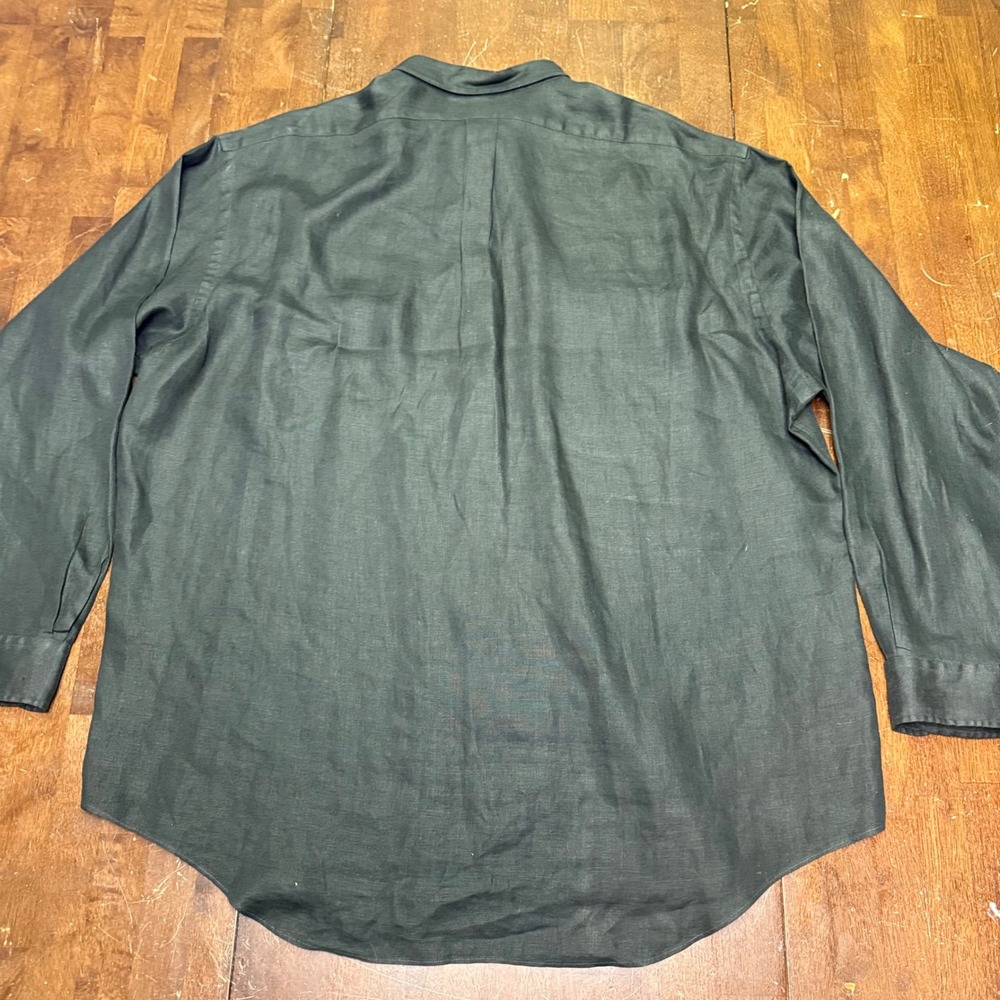 Vtg Polo Ralph Lauren Button Men XXL Black 100% Linen Whitfield Flap Pockets - Picture 6 of 6